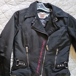 Harley-Davidson Women's Black Leather Jacket with Silver Accents
